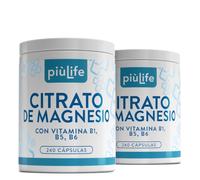 Citrato de Magnesio Cápsulas 480 PiùLife, 1500 mg Magnesium Citrate | 450 mg Magnesio Elemental por Dosis, con Vitaminas B6, B5, B1, Energía, Músculos, Cansancio, Alta Biodisponibilidad