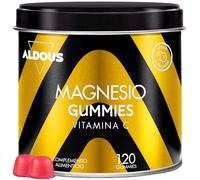 Citrato de Magnesio Gominolas 1340mg + Vitamina C 45mg Por Dosis Diaria - 120 Gominolas - Magnesio Puro 225 mg - Sabor Natural a Arándano - Vitaminas para el cansancio - Músculos y Huesos - Aldous