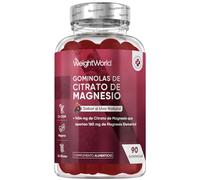 Citrato de Magnesio Gominolas - 90 Gominolas Sabor a Uva, 1454 mg que Aportan 160 mg de Magnesio Elemental - Para 45 Días, Apto para Veganos, Sin Lactosa ni OGM