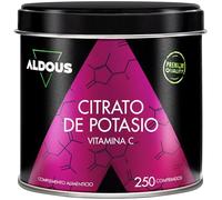 Citrato de Potasio 3705 mg - 250 comprimidos - Vitamina C 80mg - Deporte | Potasio Puro 1000 mg Sin Recubrimiento - Suplemento Deportivo - Músculos, Tension Arterial, Fatiga, Sistema Nervioso -ALDOUS