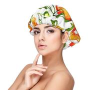 Cítricos de naranja,Gorro de dormir de satén para adultos - Gorro de dormir elástico para mujer, cubrecabello nocturno