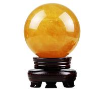 Citrine Ball Ornament Home Decoration Table Top Decor Home Decorations Divination Sphere Sculpture Crystal Prop Sphere Crystal Wooden Yellow Crystal Ball,Citrine ball-16cm