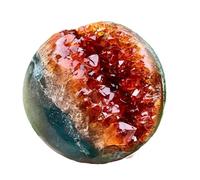 Citrine Cluster Gemstone Sphere Yellow Crystal Ball Feng Shui Citrine Rough Stone Ball Home Decoration Collections Cornucopia,7.5~8cm