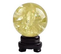 Citrine Crystal Ball with Delicate Base,Decorative Yellow Crystal Sphere Figurine, for Tabletop Xmas Home Party Centerpiece Mantel Decoration,1.57"(4cm)