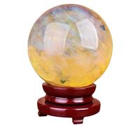 Citrine Crystal Ball with Stand Crystal Sphere Balls for and Decorative Balls,100mm