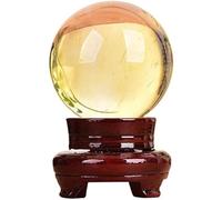 Citrine Crystal Ball with Stand Yellow Quartz Feng Shui Sphere, Crystal Ball with Stand for Healing/Divination/Chakra Balance/Home Decoration,70mm/2.7in