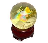 Citrine Crystal Sphere Ball, Feng Shui Crystal Transparent Crystal Ball Citrine Quartz Crystal with Holder,Citrine ball-50~53mm
