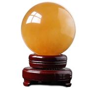 Citrine Crystal Sphere Ball Yellow Quartz Sphere Gemstones Sphere Sculpture Figurine Ornament for Feng Shui Decorative Divination,3.2" Dia