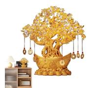 Citrine Fortune Tree - Crystal Money Pot, Planta de Energía China | Escultura tradicional de árboles gemas, adorno de riqueza brillante, uso en oficinas y espacios de vida para establecer armonía, reg