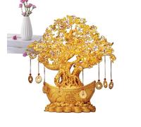 Citrine Money Tree - Crystal for Prosperity Luck | Shiny Crystal Leaves with Ceramic Pot Traditional Chinese Decor, Fortune Attraction Ornament for Home Office New Year Display