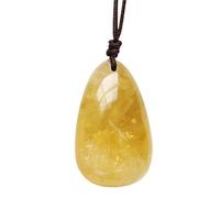 Citrine Necklace - Natural Stone Pandant, Hand-Woven Pendent Jewelry | Adjustable Healing Crystal Necklaace, Jewelry Gift Ornaments For Women Valentine's Day Birthday