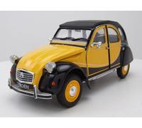 Citroen 2CV 6 Charleston Pato 1982 Amarillo Negro Coche a Escala 1:24 Welly