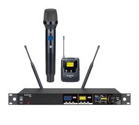 Citronic TU2 Sistema de micrófono inalámbrico UHF Dual PLL sintonizable 1 micrófono de Mano + 1 Juego de Auriculares y lavalier para Karaoke, PA, Canto y Eventos