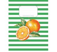 Citrus Fruit and Stripe Graph Paper Notebook - 8.5 x 11 Inches, 120 Pages - Grid Notebook for Math, Drawing, Engineering, and Note Taking