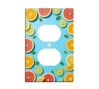 Citrus Kitchen - Cubiertas dúplex de pared, gotas de agua de menta fresca de verano, plástico azul de verano, tamaño estándar, cubiertas decorativas para toma de corriente para el hogar, sala de estar