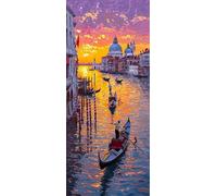 Città Dell'Acqua Di Venezia Dipingere con i Numeri Adulti, Misura XXL 25x75cm,Paesaggio Paint by Numbers Kit Principianti Con 3 Penne, Kit Fai Da Te, Hobby Creativi Adulti, (Senza Cornice) P0M-56