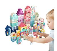 City Building Blocks - Educational Wooden Stacking Blocks, Cute Children Assembly Toys, 100 Piece Scene Bricks Set, Portable Learning Playset | Wooden Building Block Set For Nursery