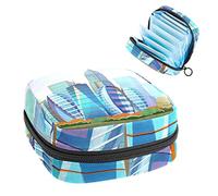 City Building Period Pouch portátil, bolsa de almacenamiento de tampones para servilletas sanitarias, Varios colores, 4.7x6.6x6.6 in/12x17x17 cm
