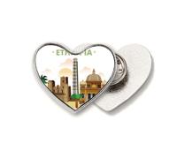 City Castle Ethiopia Art Deco Fashion Heart Metal Pin Clip Love