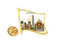 City Castle Ethiopia Art Deco Fashion - Pin de solapa de metal dorado