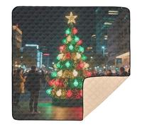 City Christmas Tree at Night - Tapete de juego suave y grueso para bebés para interiores y exteriores, cómodo tapete para recién nacidos, bebés y niños pequeños, 50 x 50 pulgadas