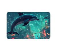 City Dolphins In The Night Skysobrenatural Symbols Black Printing - Toalla de playa de terciopelo de secado rápido de piel de melocotón de gran tamaño, 130 x 79 cm, para adultos, toalla súper