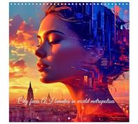 City faces AI beauties in world metropolises (Wall Calendar 2026 12" x 24" / 30 x 60 cm (abierto) CALVENDO 12 Month Wall Calendar