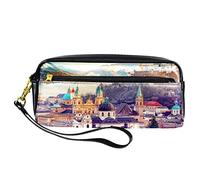 City in Alps of Mozart - Estuche para lápices de piel sintética con cremallera para niños y niñas, suministros escolares y de oficina