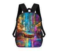 City Lights And Cars Mochila Infantil De 17 Pulgadas, Mochila Escolar Con Estampado 3D De Dibujos Animados Para Niños Y Adolescentes.