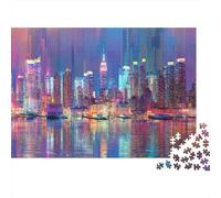 City Lights Reflections Puzzle Imposible,desafío for Adults Entretenimiento Creativo 1000 Piezas Obra De Arte De Juego De para Adultos, Regalos A Partir De 14 Años 38x26cm/1000pcs