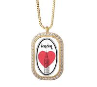 City London Britain Big Ben Love - Collar con colgante de diamantes de cristal dorado