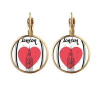 City London Britain Big Ben Love - Pendientes de gota de oro con clip sin perforación