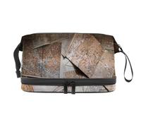 City Maps - Bolsa de cosméticos de doble capa para mujeres y niñas, neceser de viaje, bolsa organizadora de maquillaje con compartimento para brochas, multicolor, 27x15x14 cm/10.6x5.9x5.5 in, Neceser