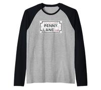 City of Liverpool Penny Lane L18 - Cartel de Calle Desgastado Camiseta Manga Raglan