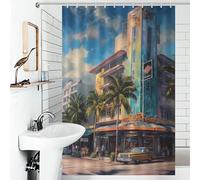City of Salsa Miami USA - Cortina de tela resistente al moho, lavable e impermeable, diseño divertido para bañera y ducha, 119 x 180 cm