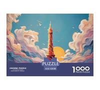 City of Utopia Features The Eiffel Tower 1000 Pcs Cartón Rompecabezas Magical Urban Tower Liberador De Estrés Juego Familiar Puzzle Juego De Desafío Difícil 52x38cm/1000pcs