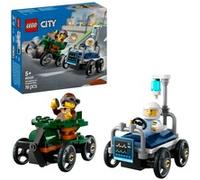 LEGO City Pack de Coches de Carreras: Avión vs. Cama de Hospital de Juguete, Autos Locos de Carreras con 2 Minifiguras de Piloto y Paciente, Regalo para Niños y Niñas de 5 Años o Más 60459