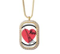 City Paris France - Collar con colgante de la Torre Eiffel con diamantes y cristales dorados