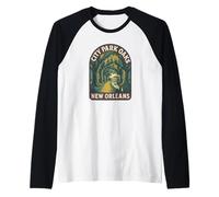 City Park Oaks New Orleans Louisiana Mossy Trees Camiseta Manga Raglan