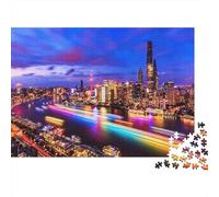 City Skyline Night 1000 Piezas Puzzle Papel Reciclado Neon Lights Puzzles for Chico & Chica A Partir de 6 Años Family Gaming Time Props Excelente Idea de Regalo Home 52x38cm/1000Ps