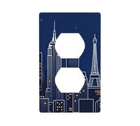City Skyline Silhouette - Placa de interruptor de policarbonato irrompible, 1 banda, placa de pared sin tornillos para oficina en casa