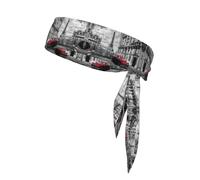 City Street - Diadema roja con estampado de coche retro para hombres y mujeres, banda absorbente para el sudor, corbata para la cabeza para tenis, gimnasio, entrenamiento