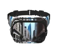 City Street - Riñonera cuadrada de doble capa para actividades al aire libre como deportes, viajes, senderismo, ciclismo, Black, Talla única