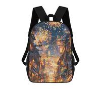 City Streets Under Fireworks Display Mochila Infantil, Mochila Escolar Para Niños, Mochila Escolar Infantil Con Estampado 3D De Dibujos Animados, Mochila De Gran Capacidad Para Niños Y Niñas 17inch