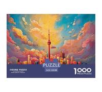 City Sunset Gradientline 1000 Piezas Cartón Rompecabezas Tower Sunset Liberador De Estrés Juego Creativo Puzzle Juego De Desafío Difícil 52x38cm/1000pcs