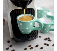 City to Cottage® Cerámica en Azul Cerceta y Blanco | Diseño de Lunares | Hecha y Pintada a Mano | Cerámica Esmaltada 2oz/60ml | Set de 4 Tazas de Café Espresso | Regalo