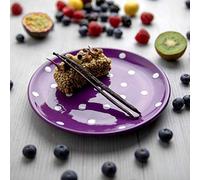 City to Cottage® Cerámica en Morado y Blanco | Diseño de Lunares | Hecha y Pintada a Mano | Cerámica Esmaltada 7,9 pulgadas/20 cm | Plato Pequeño para Postre | Vajilla Única