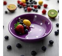 City to Cottage Cerámica en Morado y Blanco, Diseño de Lunares, Hecha y Pintada a Mano, Cerámica Esmaltada 18,5 cm Bol Grande 400 ml para Ensalada, Pasta, Fruta, Cereales, Sopa