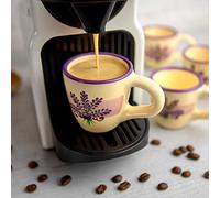 City to Cottage® Cerámica en Morado y Crema | Patrón Lavanda | Hecha y Pintada a Mano | Cerámica Esmaltada 2oz/60ml | Set de 4 Tazas de Café Espresso | Regalo