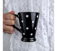 City to Cottage® Cerámica en Negro y Blanco | Diseño de Lunares | Hecha y Pintada a Mano | Diseño de Lunares | Hecha y Pintada a Mano | Taza Tazón con Grande Asa para Café Té Latte | Regalo